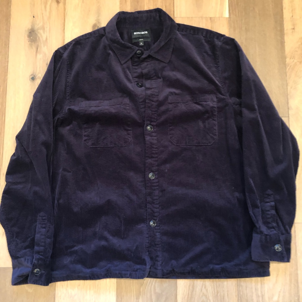 Bonobos Men’s Navy Blue Corduroy Shacket in Slim Fit XL